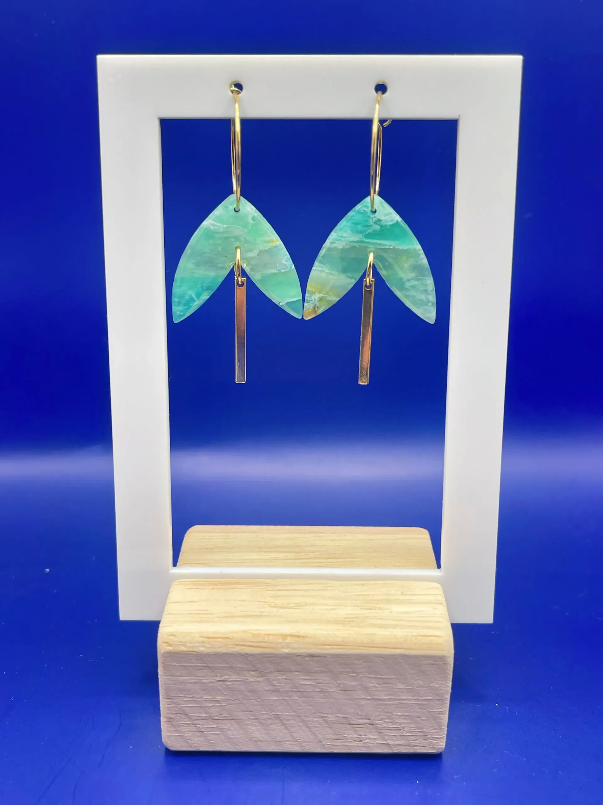 Pendientes Hoja Turquesa - Imagen 2