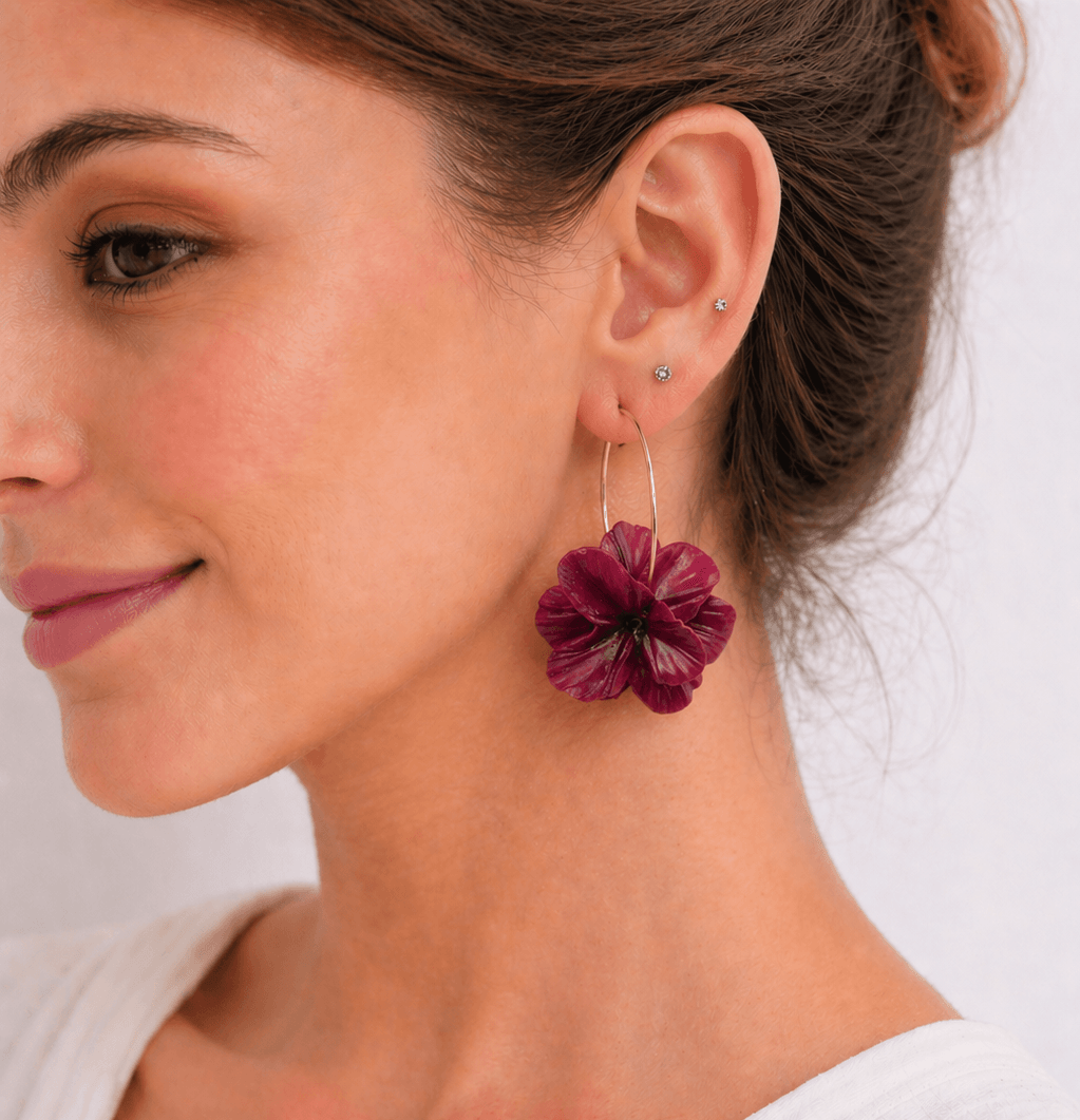 Pendientes Camelia Granate - Imagen 2