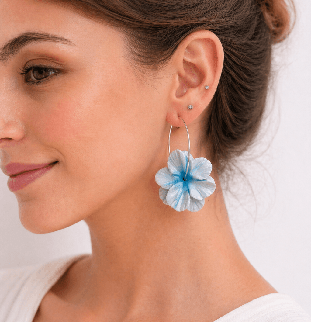Pendientes Camelia Azul - Imagen 2