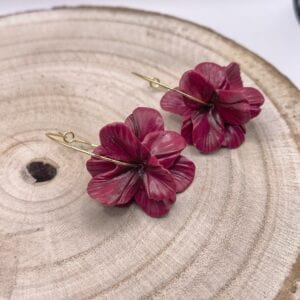Pendientes Camelia Granate
